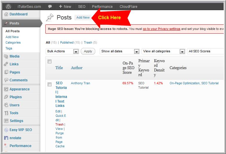 Adding Posts to Your Blog STEP 1: Click Add Posts from