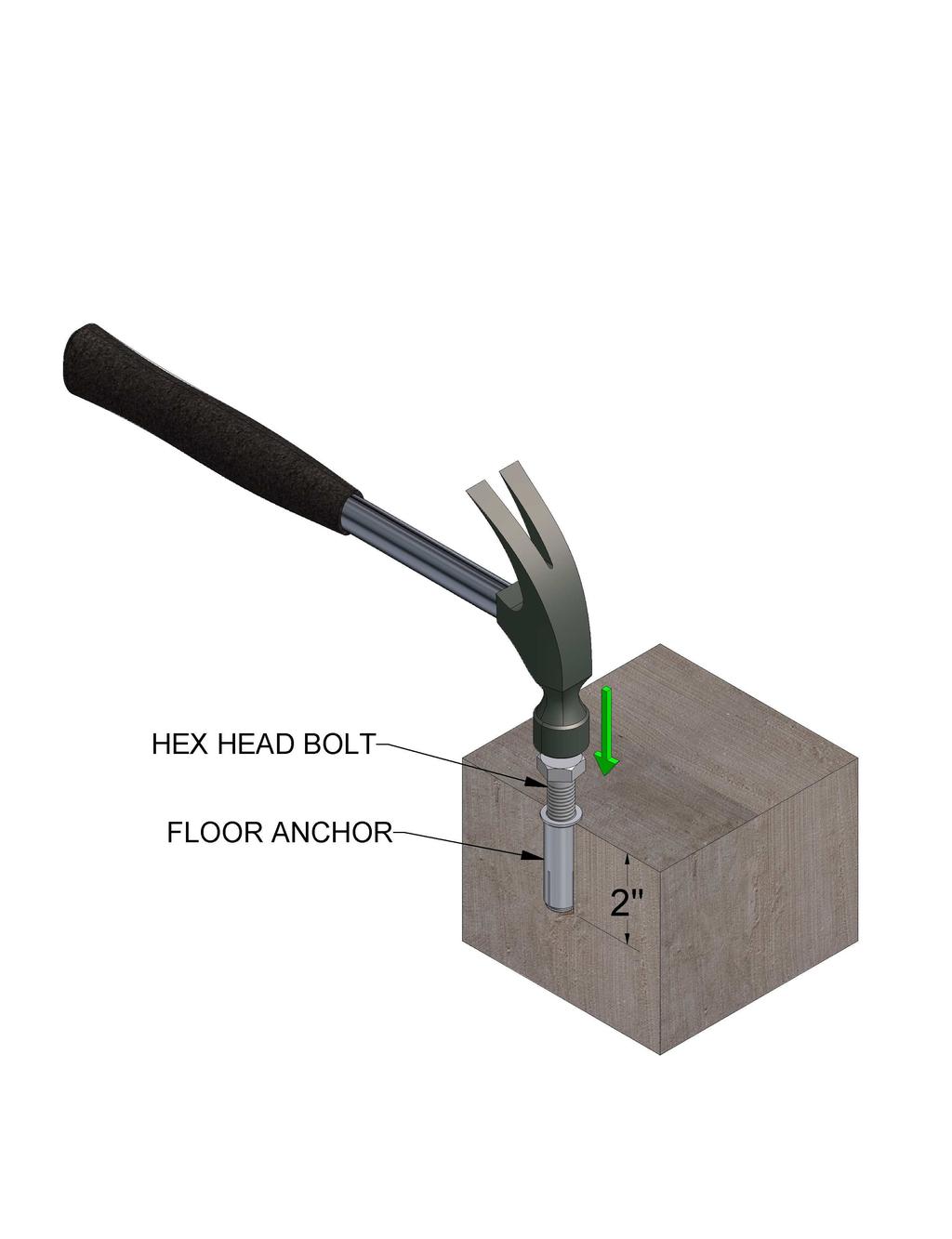 Installing Concrete Anchors Note: To determine anchor locations, please refer to the section for the specific equipment to be anchored, Anchors & hardware are supplied with the Base Assemblies.