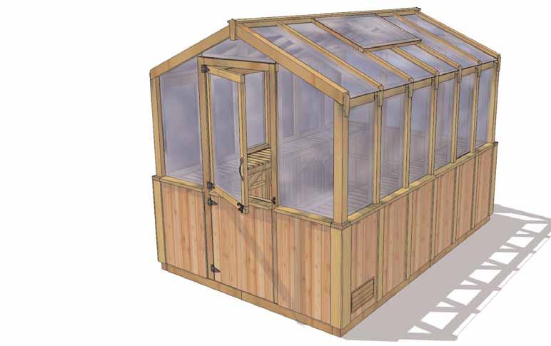 8x12 Cedar Greenhouse Assembly Manual Revision #7 April 25th, 2017 Thank you for purchasing an 8x12 Cedar Greenhouse. Please take the time to identify all the parts prior to assembly.