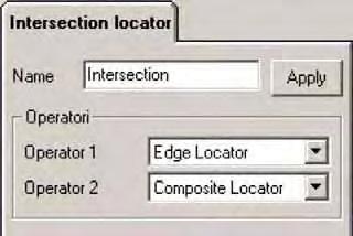 The Intersection locator calculates the angle between the two lines that pass through the points tracked by the operators, having an angle equal to the angle specified by the operators.
