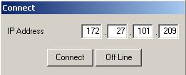 The following window appears: Important: the SCS1 graphic interface can function either connected to the sensor in on-line mode, or not connected in off-line mode. 3.4.1. On-line mode To connect the sensor, set the communication parameters and then click Connect.