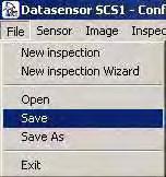 SCS1 Series Instruction Manual 6.4. Inspection saving and configuration The inspections configured through the SCS1 graphic interface can be saved.