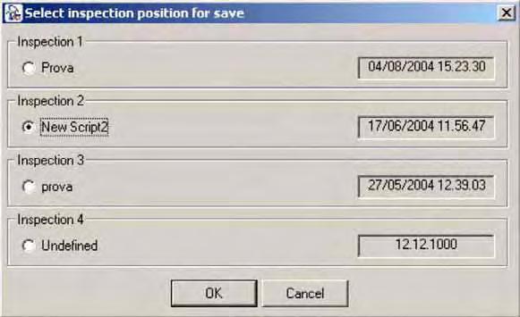PC saving To save the inspection on PC, the user has to simply click on the toolbar icon or select Save from the File menu and assign a name when requested. Toolbar Menu 6.4.2.