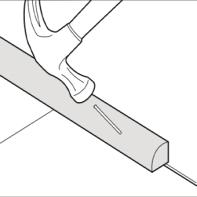 Use tapping block and hammer to tap any gapped joints as necessary. Never hit the floor board directly with hammer. Use pull bar and hammer to tap gapped joints at adjoining wall and door jamb.