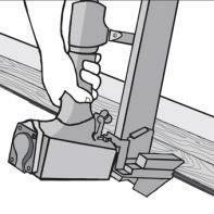 STAPLE OR NAIL-DOWN INSTALLATION (Cont.) Engage the nailer onto the tongue-side of the board. Drive the nail no further than 1 in (2.