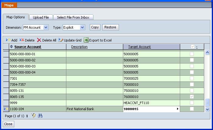 to save the Figure 10-7: Mapping screen showing retrieved account. Click to save the change.