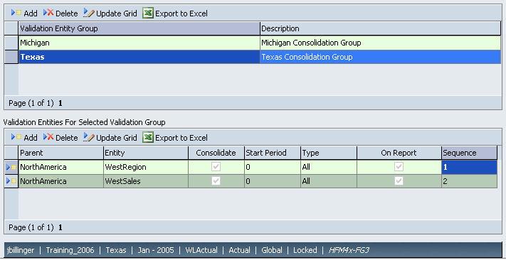 Hyperion FDM Administrator Training Guide Figure 12-2: The Type field in the Validation Entity Form (top) corresponds to the Validation Rule Type field in the Validation Rules Form