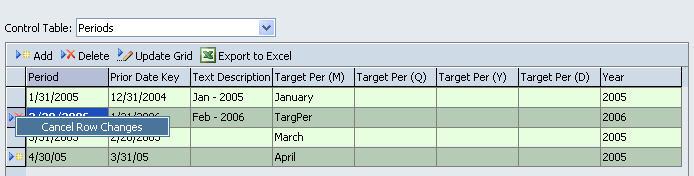Module 6 Populating Control Tables Use the Browse in the Target Category column to select a valid target category. To delete a row, select the row and click.