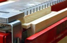 3) Construct a Gauge Block in order to align the drawer front with the correct overhang. This block will need a 3/8 x 3/8 rabbet cut in one of its edges.