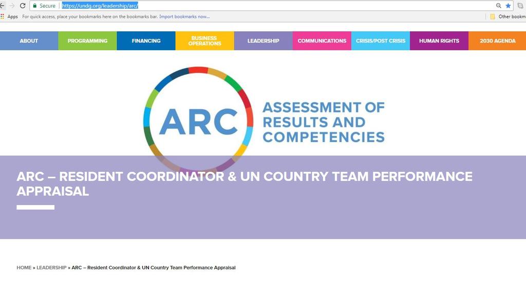 Accessing the ARC Introduction 1. To access the ARC go to www.undg.