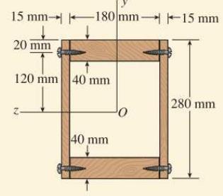 EXAMPLE 1-1 A wood box beam shown in the figure is constructed of two boards, each 180x0mm in cross section, that serve as