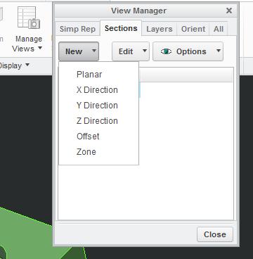 4. Go to View Tab > Select Manage Views This menu will allow you to control sectional views, add or modify saved views, and other advanced view techniques. 5. In the pop menu select Sections Tab 6.