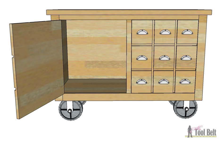 8 Use inset hinges to install the doors onto the cabinet. You may need to install them in an area that dodges the drawers (if installing drawers), depending on the style that you use.