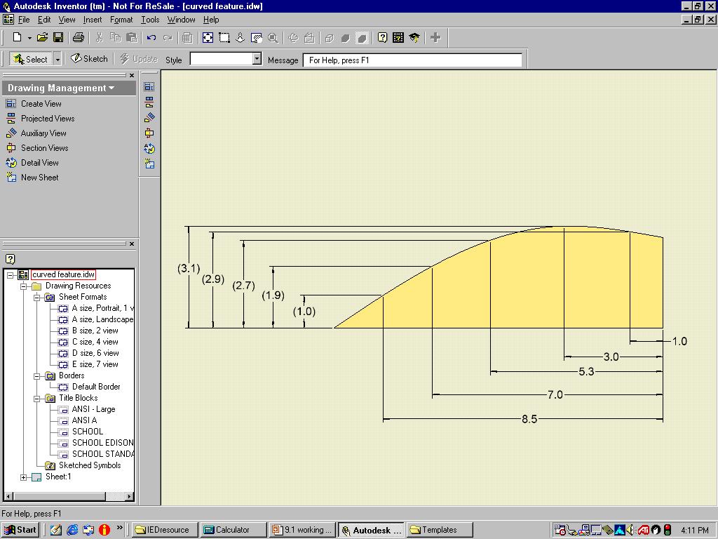 Dimensioning Curved Features Points are placed along the