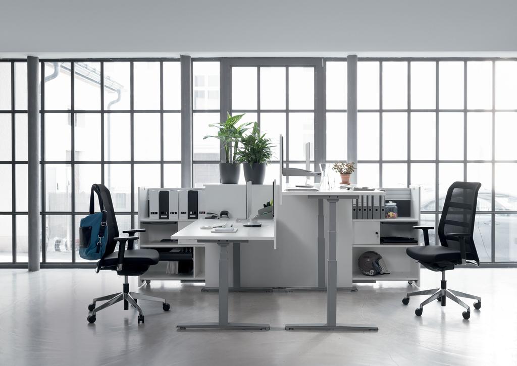 foxx Modern, functional, and versatile these are the main features of foxx, the office table series with a C-leg base.