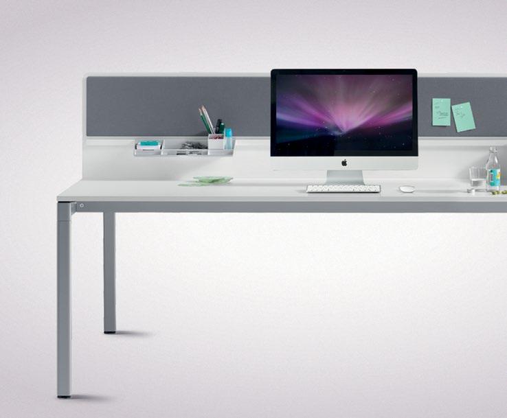 Desks are available with a fixed height of 760 mm or optionally with an incrementally adjustable working height from 620 to 850 mm in compliance with