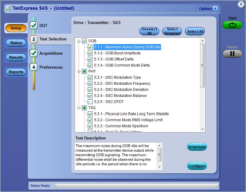 TekExpress automated conformance test software is an application that automates SAS testing with Tektronix Windows-based instruments.