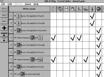 5.2 The Event Editor Overview The Event grid The Event Editor provides you with a simple way of managing all the events and actions which can occur in your games.