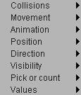 The option we want is Position. Move the mouse over this option and select Test Position of Big Ball from the sub menu.