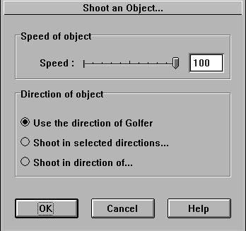 Shoot an object Shoots a new object from an object, just like a bullet. When you call this option, you ll be asked to choose your bullet from a selector box.