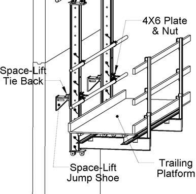 Space-Lift Application Guide 19 To build the trailing platform in place, begin by attaching the trailing Frame Legs with ¾" Fast Pins through the front connection studs allowing the Frame Legs to