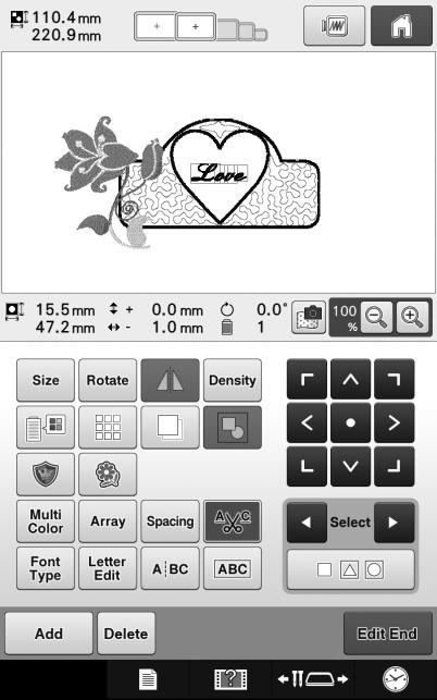 Edit the pttern in the emroidery edit screen, for exmple, y comining it with the mchine s uilt-in ptterns.
