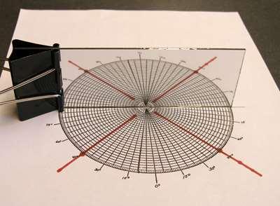 the protractor paper (resulting in the picture below when the Laser is turned