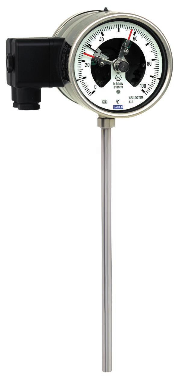 Mechatronic temperature measurement Gas-actuated combi-thermometer with Pt100 electrical output signal Model 76, stainless steel version WIKA data sheet TV 17.