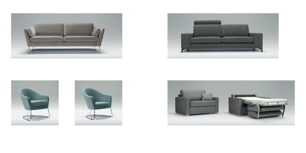 MYNTA, 3 seater sofa fabric: classic velvet 4 light grey, feet: no 175 chrome (displayed model exclusive fabric: gobi kotton 5 turquoise) QUATTRO, 3 seater sofa, cushion 91, headrest fabric: tweedy 5