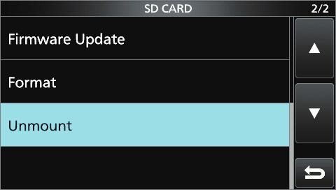 Rotate Formatting an SD card Before using an SD card with the transceiver, be sure to format all SD cards with the built-in Format function.