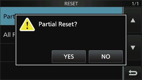 If the problem still exists after a Partial reset, perform an All reset as described to the right. NOTE: An All reset clears all data and returns all settings to their factory defaults.