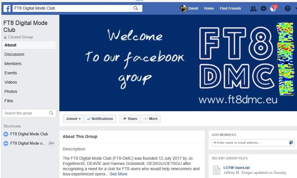 FT8 Digital Club on Facebook www.