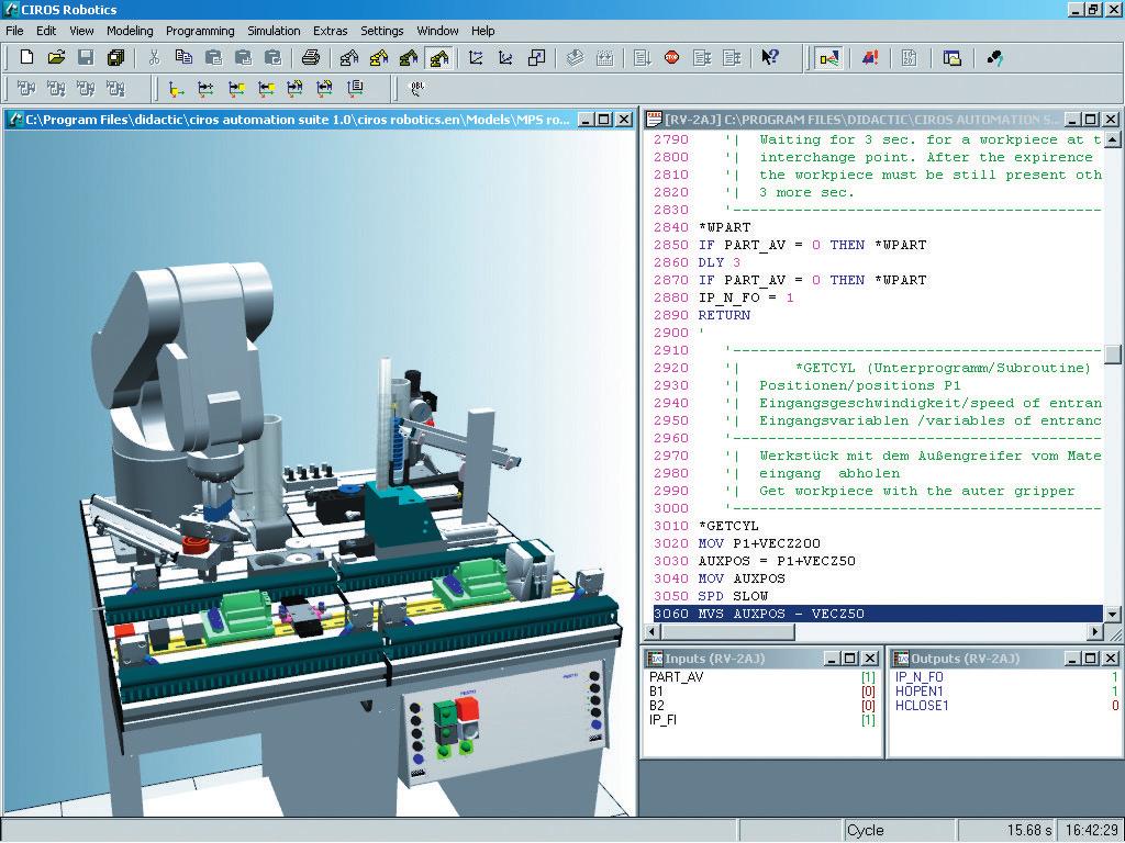 > Basic Technologies > CIROS CIROS is ideally suited for learning how to program and commission industrial robot systems. The program offers a large number of different robot models.