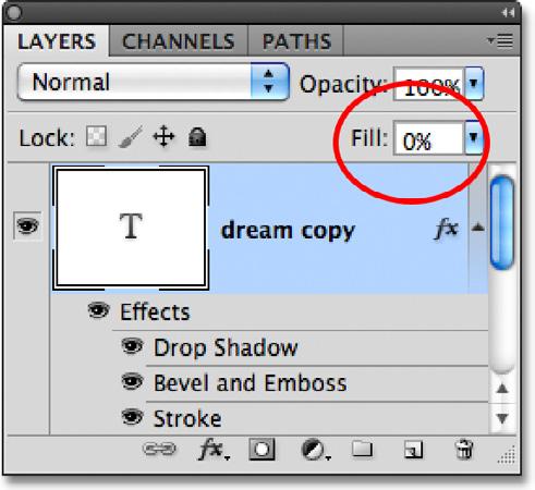 Let s lower the Fill value all the way down to 0% and see what happens: Lowering Fill to 0%.