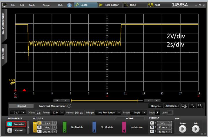 09 Keysight Quickly Generate Power Transients for Testing Automotive Electronics - Application Note Figure 10: Verifying the modified starting profile with the 14585A s scope mode Importing,