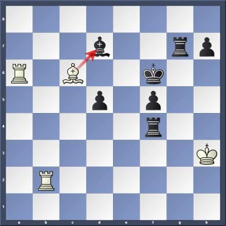 Position after 49 g5? (From p.5) (Cont. from p.5) 52.Rxf5+ winning the pawn back.) [50.Rh5 Be6 51.fxg5+ Nxg5] 50...Rxf7?