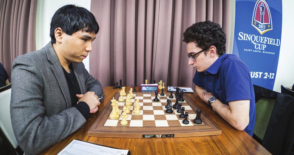 PAGE 5 GM WESLEY SO GM FABIANO CARUANA BY WGM TATEV ABRAHAMYAN GM WESLEY SO VS. GM FABIANO CARUANA // LENNART OOTES The U.S. Champion has had a very tough tournament so far after losing two games back to back.