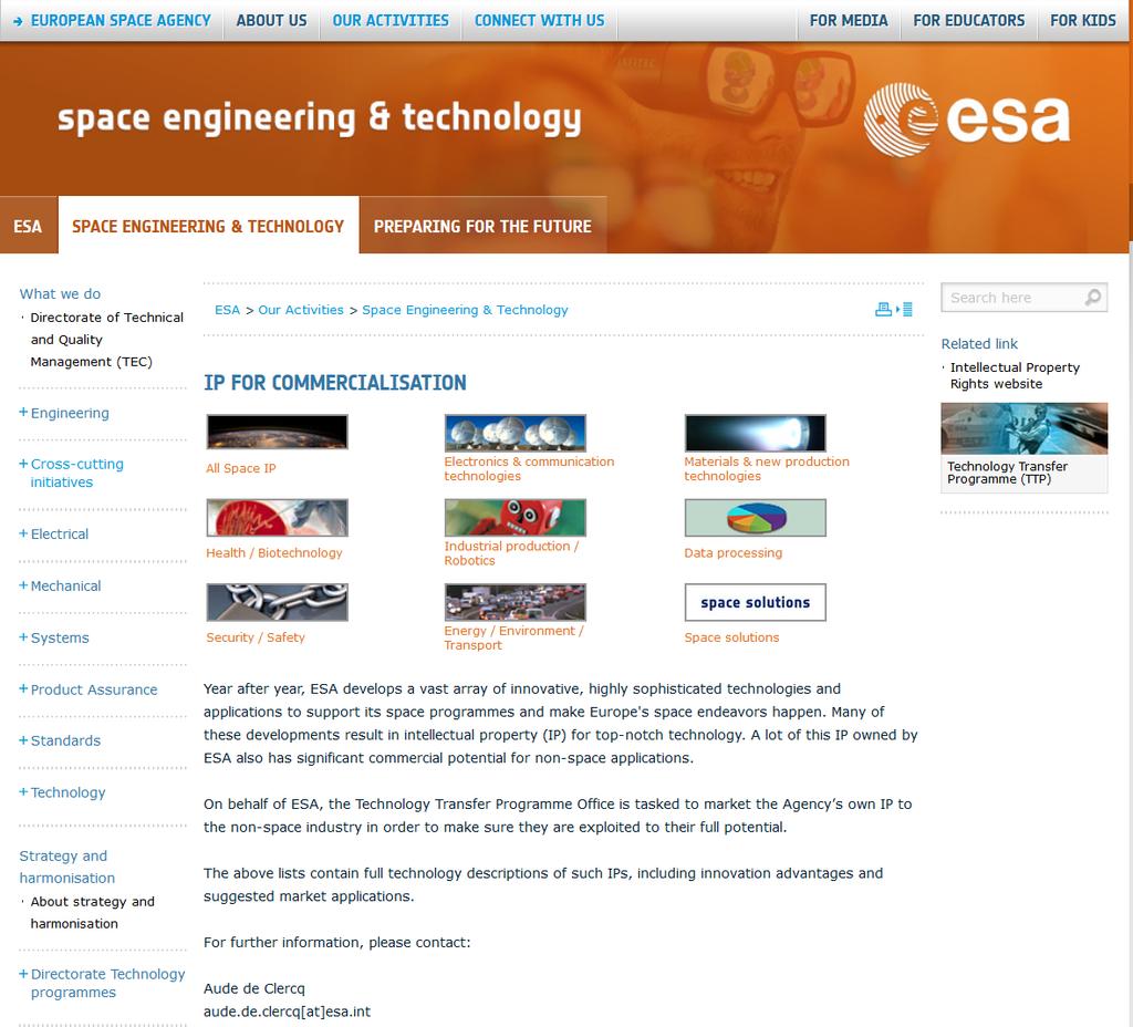 ESA IPR PORTFOLIO ESA IPR portfolio is available at: http://www.esa.