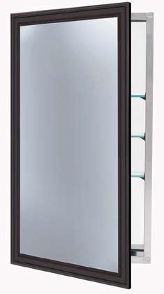 S e r i e s 3000 Framed Door Stainless steel cabinet body available in 24" or 34" cabinet height framed 1/2" beveled edge exterior mirror door 170 degree European hinges for smooth