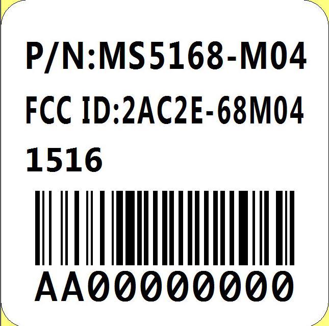 7. Ordering Information MS5168-Mxx Module Type: 00: Standard Power, Ceramic Antenna 03: Standard Power, µfl connector 04: High Power, µfl connector 05: High Power, PCB Antenna 06: Middle Power,