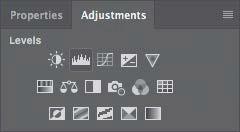 12 Click the Levels icon in the Adjustments panel to add a Levels adjustment layer.