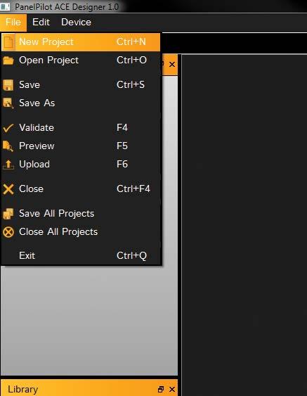 . In the GUI software, choose New Project. 9.