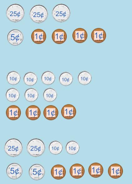 Representing Numbers Using Money Activity 5 Open Money learning tool.» Customize to only show the 1 cent, nickel, dime, and quarter.