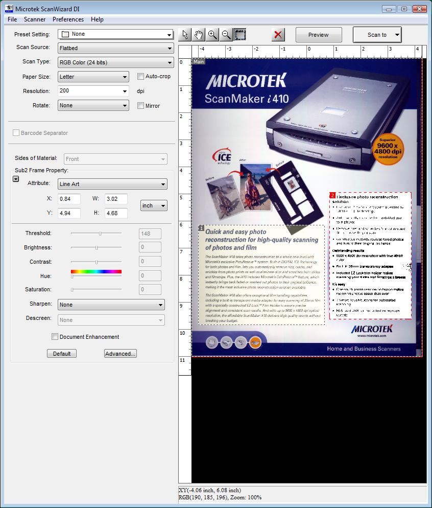 If ScanWizard DI is launched as a stand-alone program, the scanned image can be saved after the scan to a file, opened in an image-editing program, or sent to a printer.