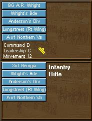 In this example, you can see that the location contains BG Wright and the 3 rd Georgia regiment from his brigade.