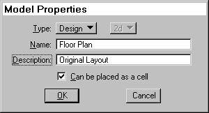 The New Model View Area Editing Model Properties The Type, Name, Description and whether the model may be placed as a Cell (to be introduced in