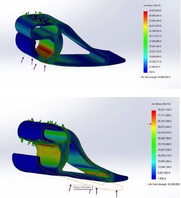 stress concentration of the foot Design for additive manufacturing