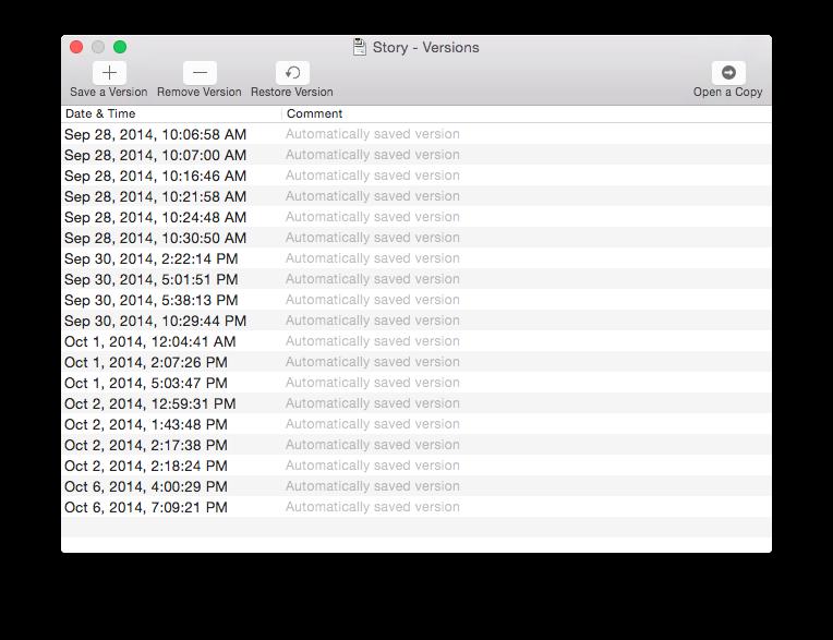 Versions Window Versions are stored on your Mac, and if you've enabled Time