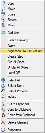 18. Select the Clip Volume with the Element Selection tool, right press and hold and select Apply View to Clip Volume. 19. Fit the View. 20.