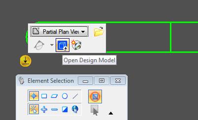 Using Element Selection with its options set to Individual and New hold your cursor over the Marker to display the Mini toolbar and Select Open Design Model.